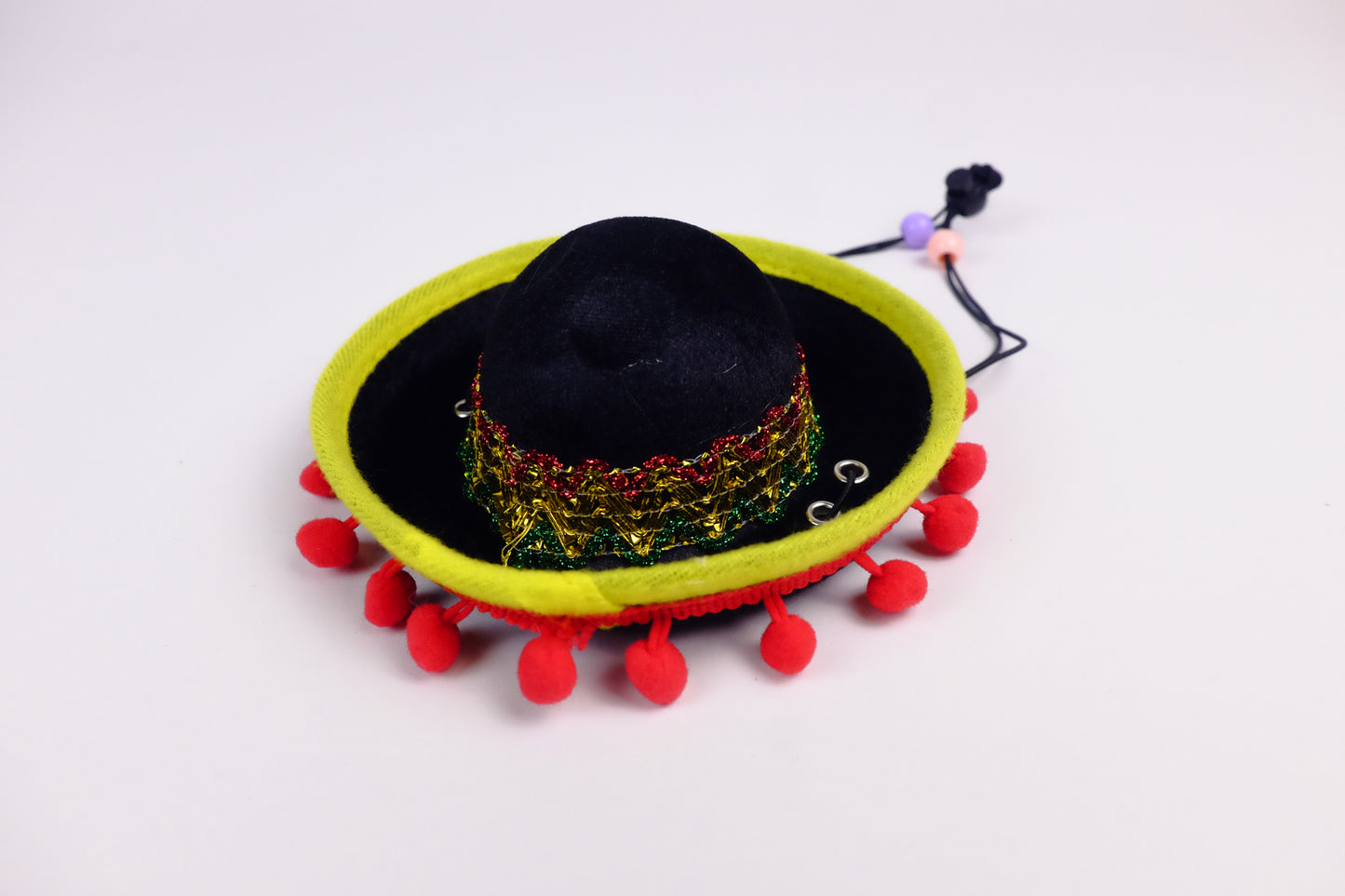 Fiesta Noir Dog Sombrero with Hanging Balls