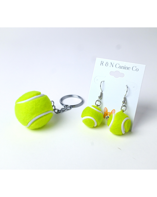 Tennis Ball Earrings & Keychain